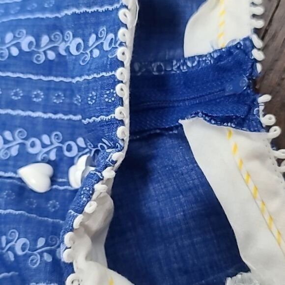 Vintage 60s 70s Blue White Boho Bell Bottom Hippie Retro Pants - Picture 14 of 14